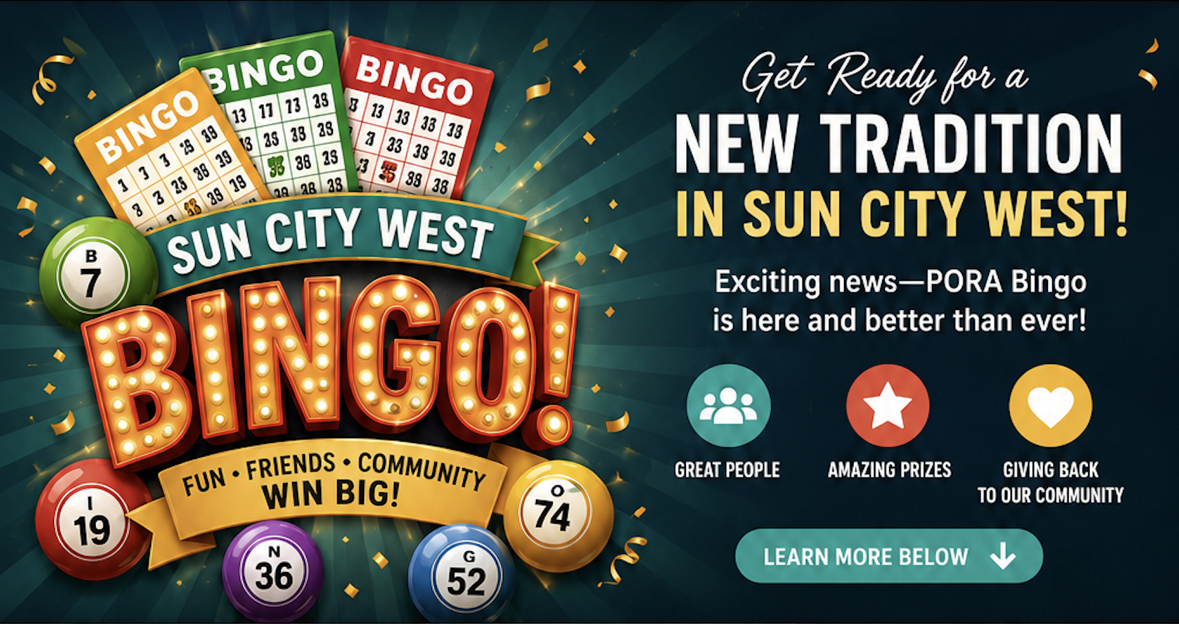 PORA Bingo 2026 schedule flyer