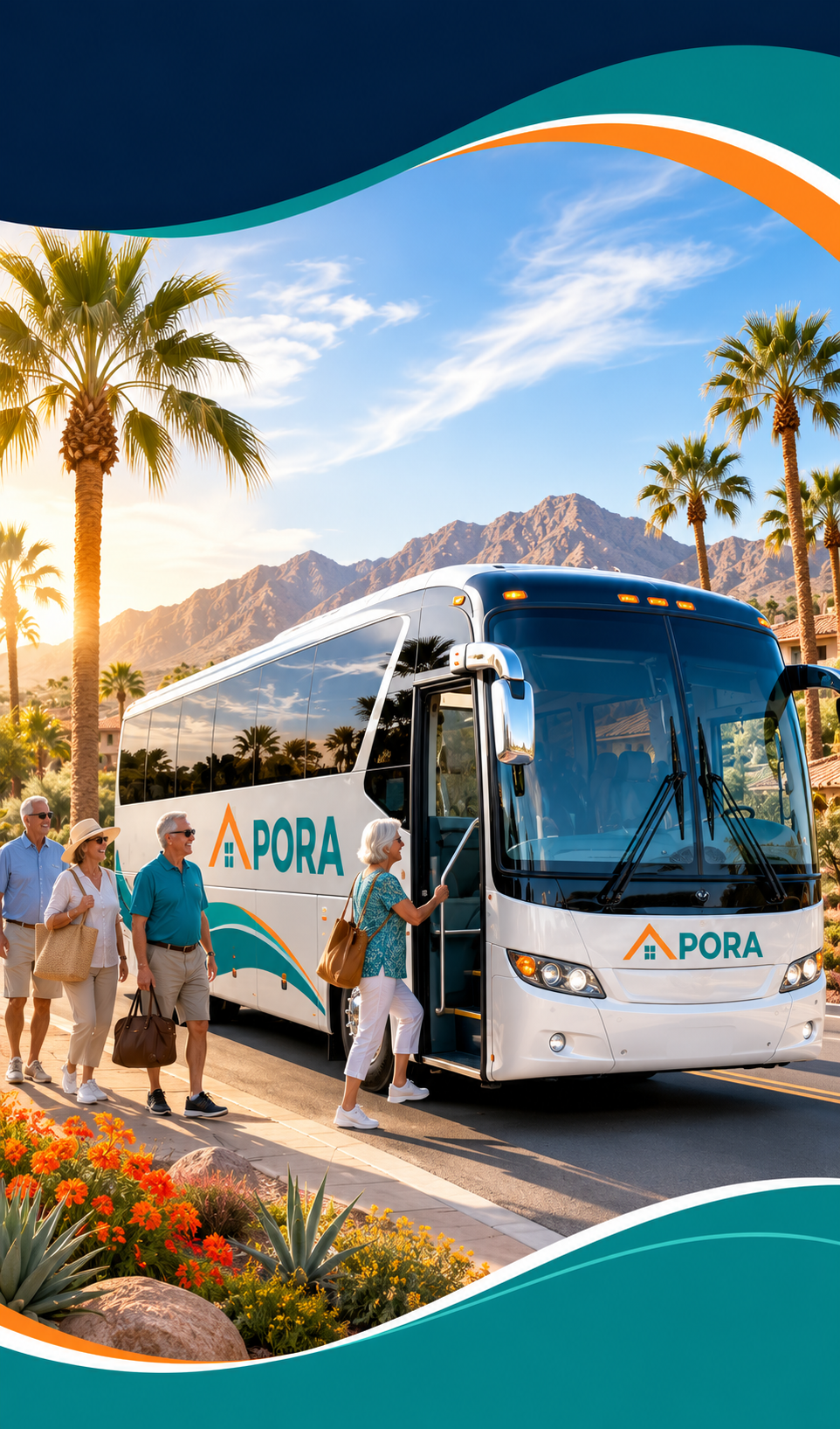 Motor coach ready to depart on a PORA trip